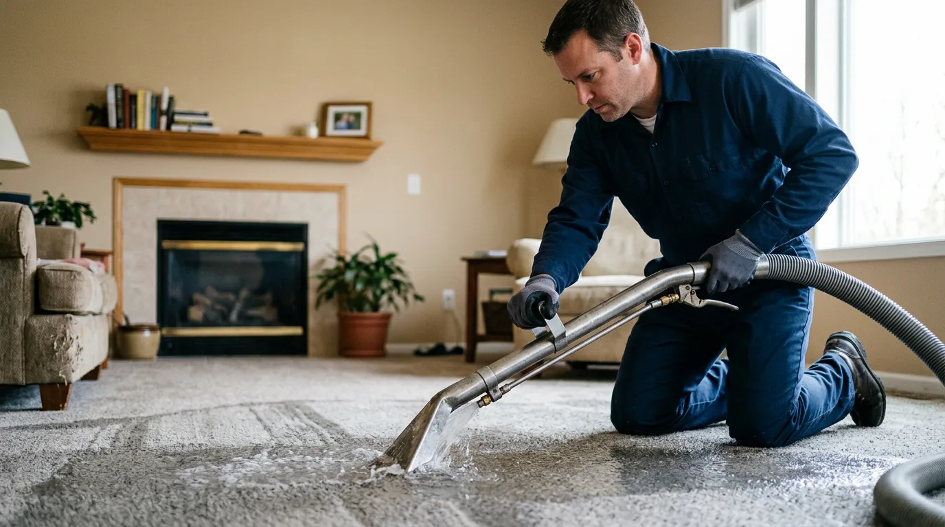 Water damage restoration technician working near Hurdland, MO